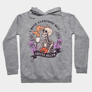 "Coffee Helps" Funny Skeleton Hoodie